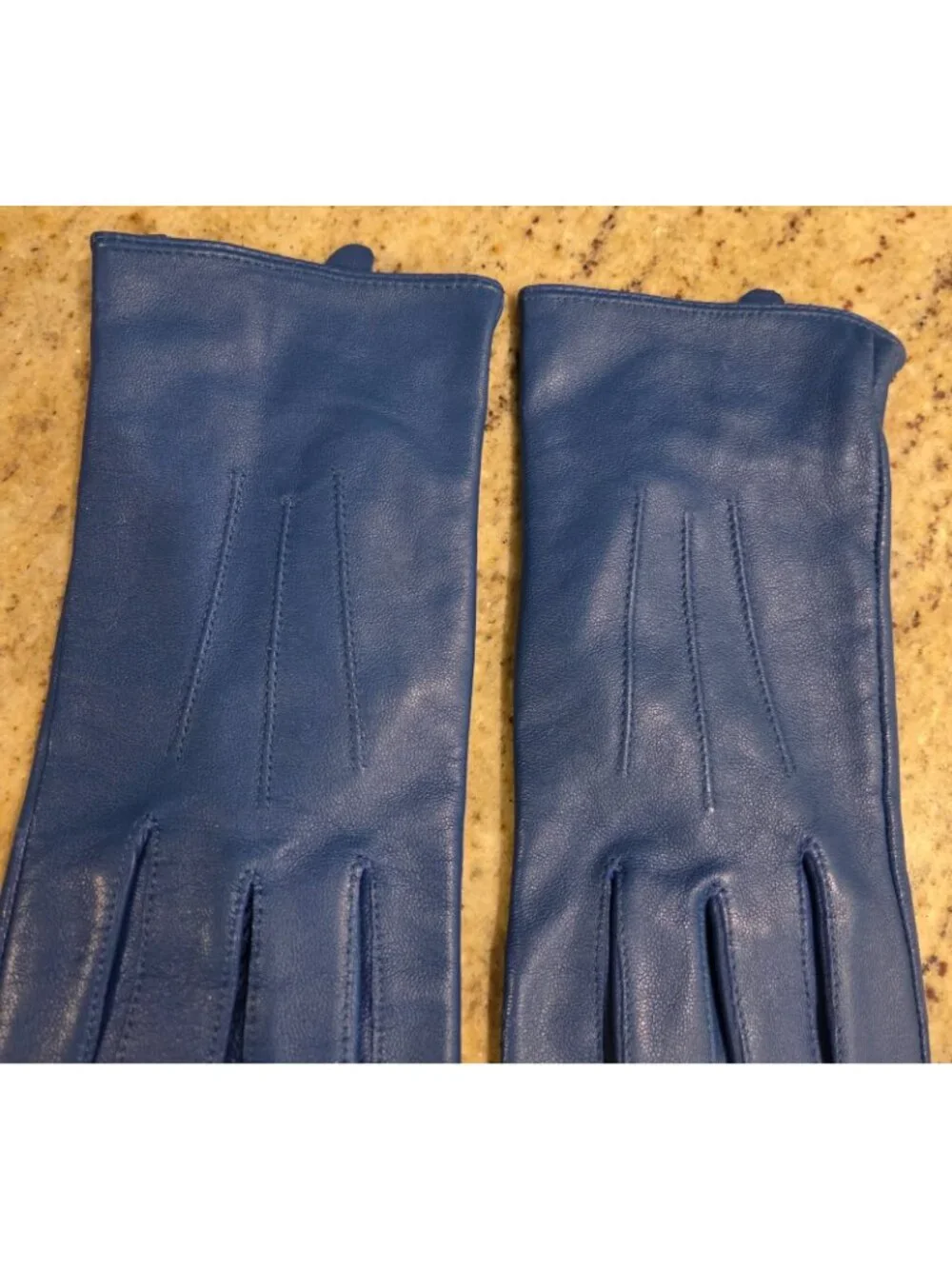 Womens Size S/M Blue Leather Lined Gloves